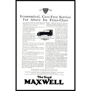 1924 Maxwell Touring Car Vintage Print Ad Antique Car Motor Sales Wall Art